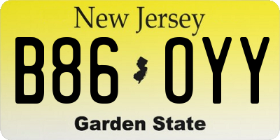 NJ license plate B86OYY