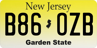 NJ license plate B86OZB