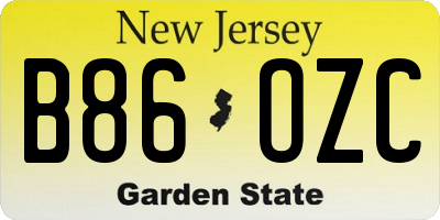 NJ license plate B86OZC