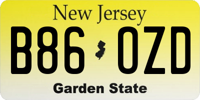 NJ license plate B86OZD