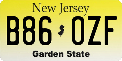 NJ license plate B86OZF