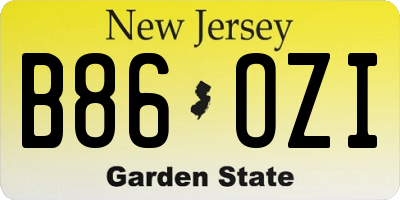 NJ license plate B86OZI