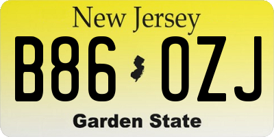 NJ license plate B86OZJ