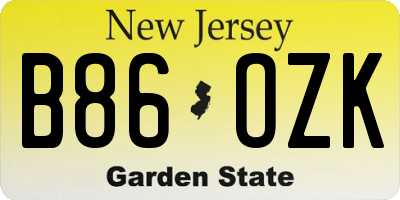 NJ license plate B86OZK