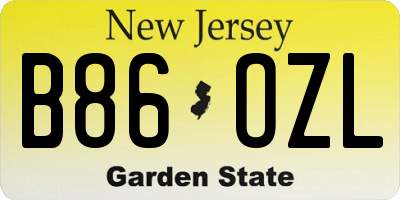 NJ license plate B86OZL