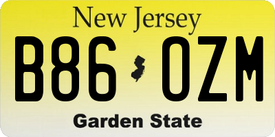 NJ license plate B86OZM