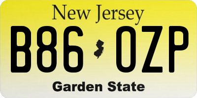 NJ license plate B86OZP