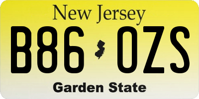 NJ license plate B86OZS