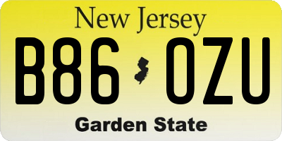 NJ license plate B86OZU