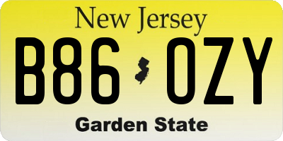 NJ license plate B86OZY