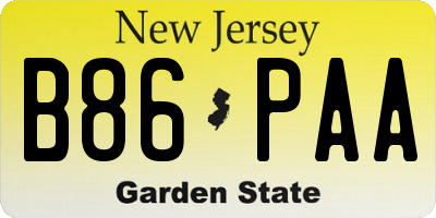 NJ license plate B86PAA