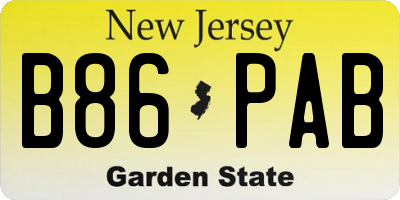 NJ license plate B86PAB