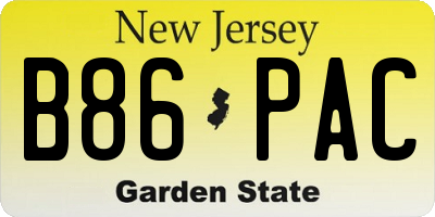 NJ license plate B86PAC