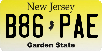 NJ license plate B86PAE