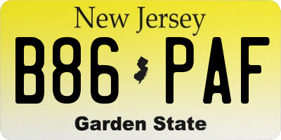 NJ license plate B86PAF
