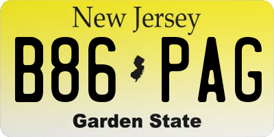 NJ license plate B86PAG