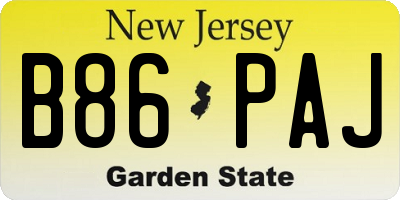 NJ license plate B86PAJ