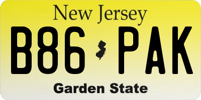 NJ license plate B86PAK