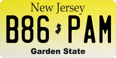 NJ license plate B86PAM