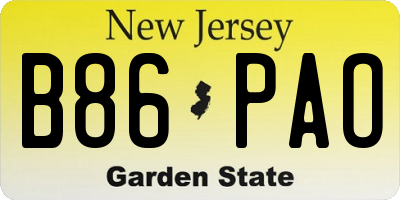 NJ license plate B86PAO