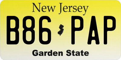 NJ license plate B86PAP