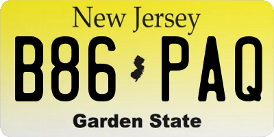 NJ license plate B86PAQ