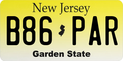 NJ license plate B86PAR