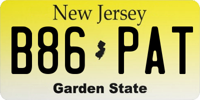 NJ license plate B86PAT