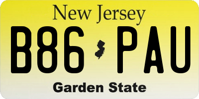 NJ license plate B86PAU