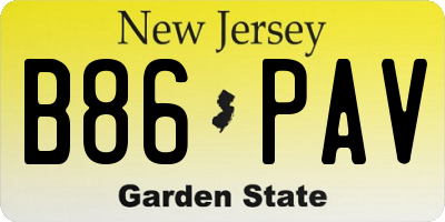 NJ license plate B86PAV