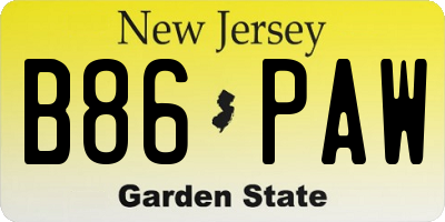 NJ license plate B86PAW