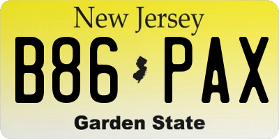 NJ license plate B86PAX