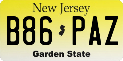 NJ license plate B86PAZ