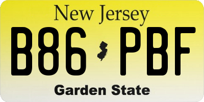NJ license plate B86PBF