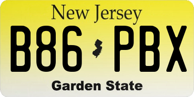 NJ license plate B86PBX