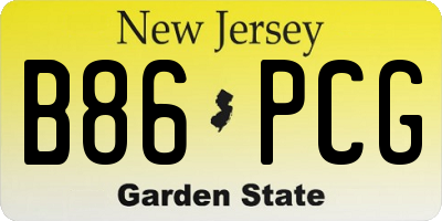 NJ license plate B86PCG