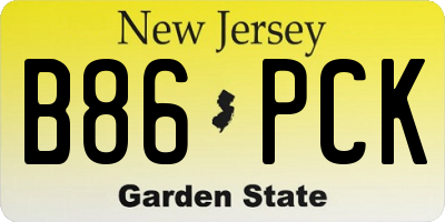 NJ license plate B86PCK