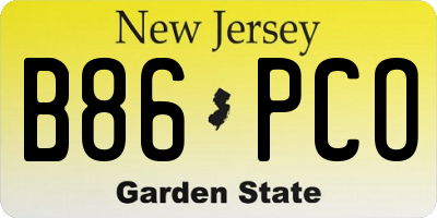 NJ license plate B86PCO