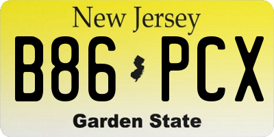 NJ license plate B86PCX