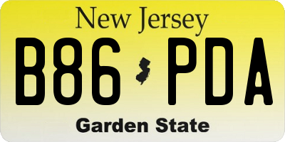 NJ license plate B86PDA
