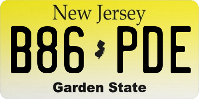 NJ license plate B86PDE