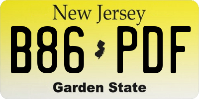 NJ license plate B86PDF