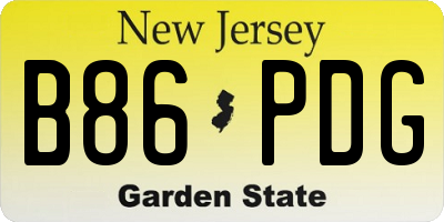 NJ license plate B86PDG