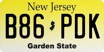 NJ license plate B86PDK