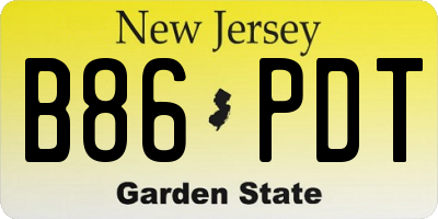 NJ license plate B86PDT