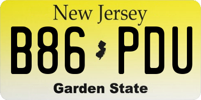 NJ license plate B86PDU