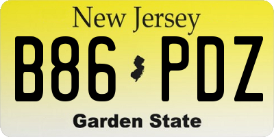 NJ license plate B86PDZ