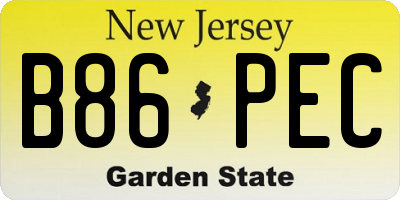 NJ license plate B86PEC