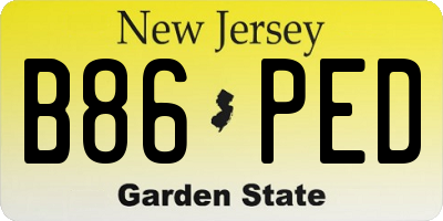 NJ license plate B86PED