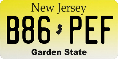 NJ license plate B86PEF